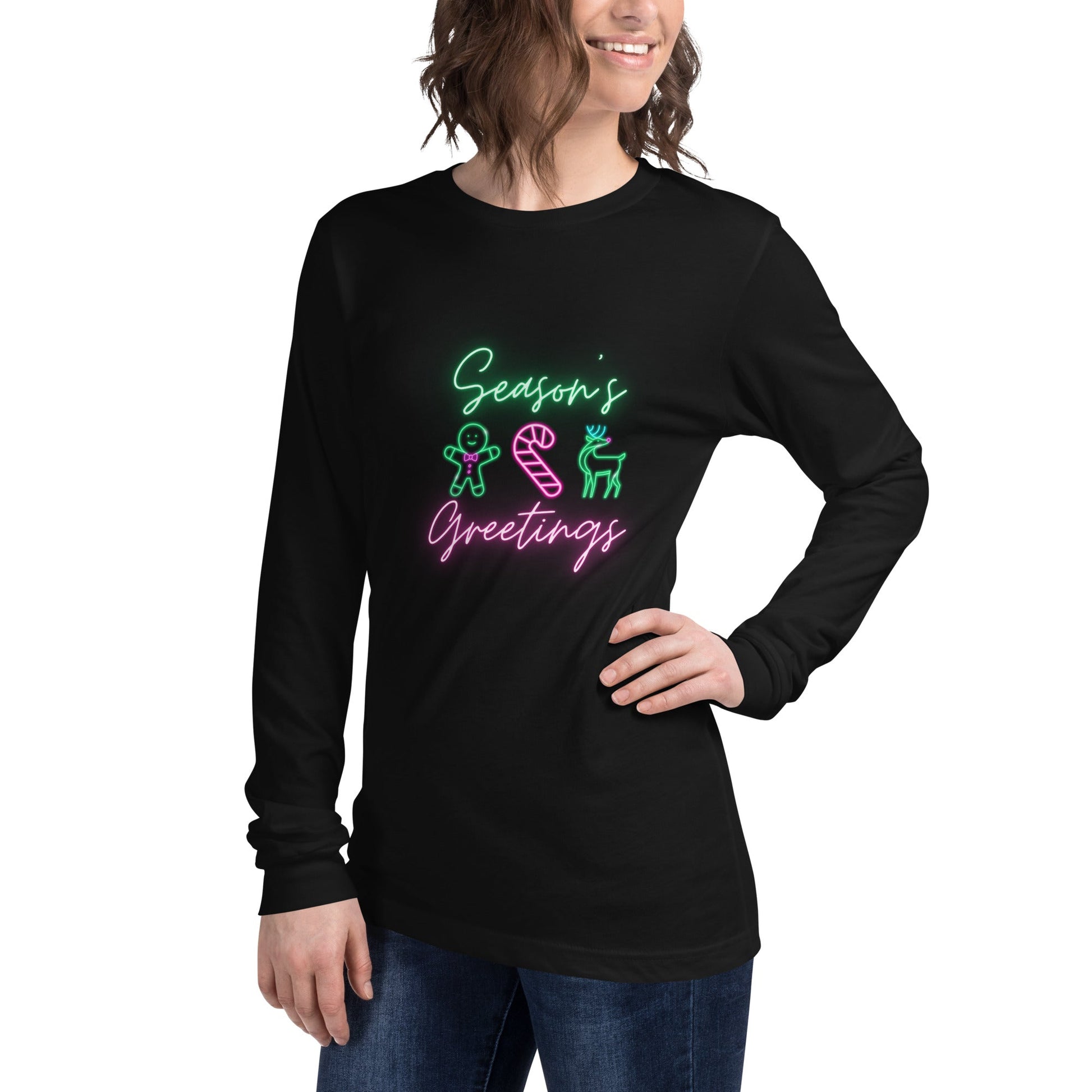 Neon Christmas Unisex Long Sleeve Tee adult christmas topadult holiday topAdult T-ShirtLittle Lady Shay Boutique