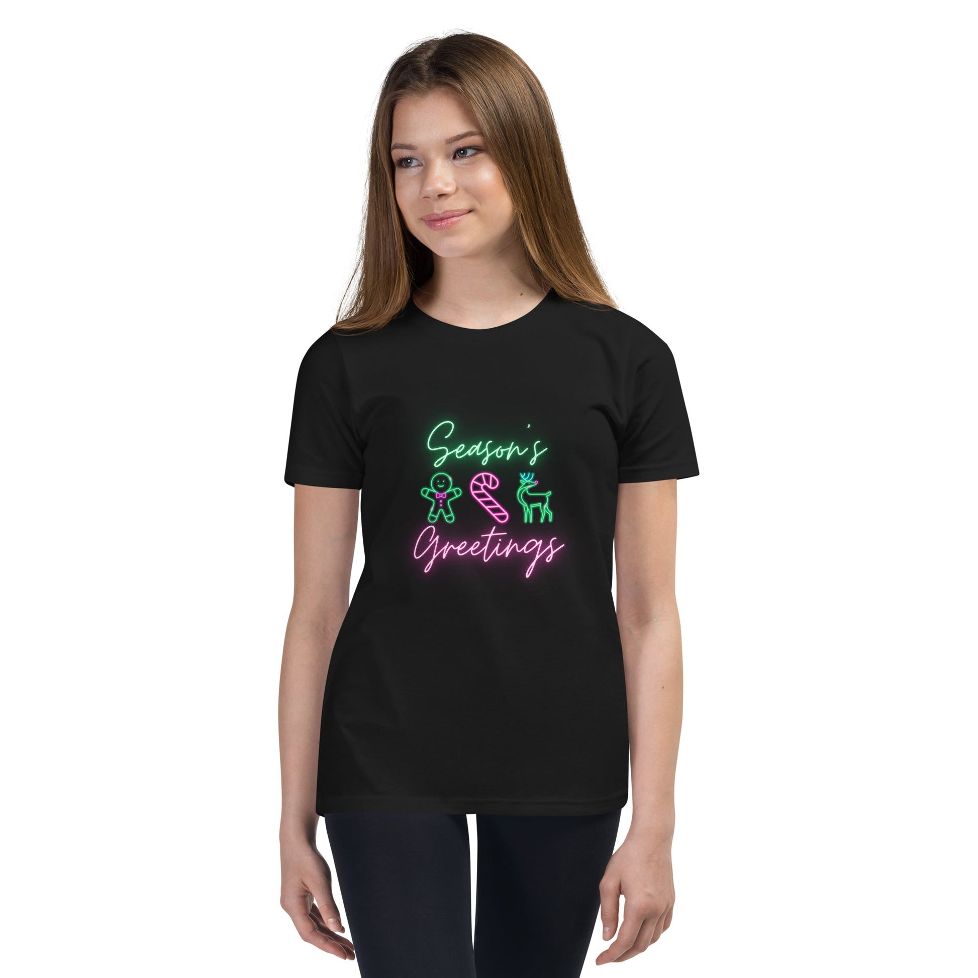 Neon Christmas Youth Short Sleeve T-Shirt christmas partychristmas tshirtKids T-ShirtLittle Lady Shay Boutique