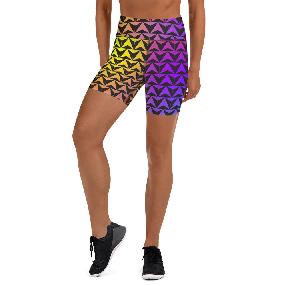 Neon Rainbow Spaceship Future World Inspired Yoga Shorts cosplaydisney adultdisney dress#tag4##tag5##tag6#