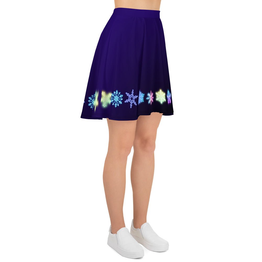 Neon Snowflakes Skater Skirt christmas clothingchristmas eve clothesSkater SkirtLittle Lady Shay Boutique