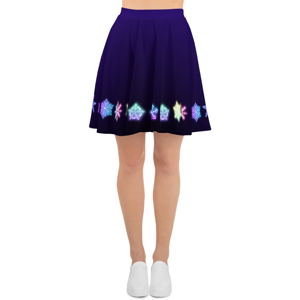 Neon Snowflakes Skater Skirt christmas clothingchristmas eve clothesSkater SkirtLittle Lady Shay Boutique