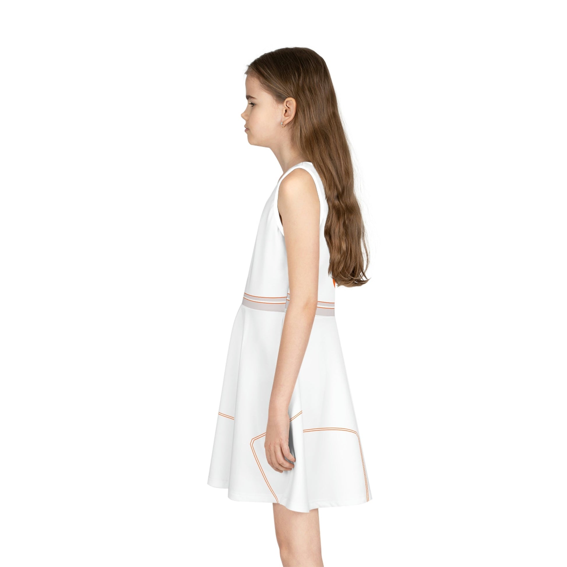 Orange Droid Girls' Sleeveless Sundress (AOP) All Over PrintAOPAOP Clothing#tag4##tag5##tag6#