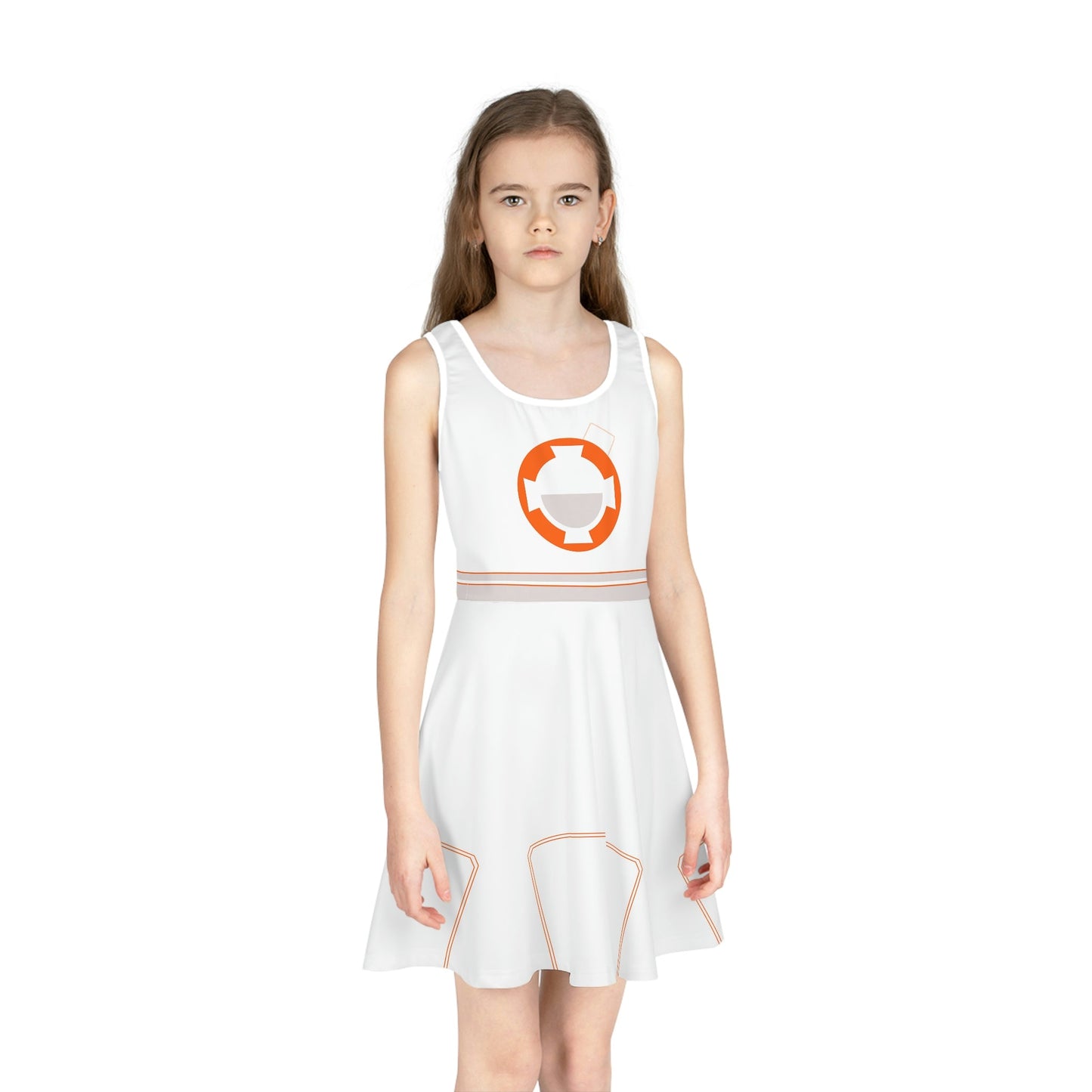 Orange Droid Girls' Sleeveless Sundress (AOP) All Over PrintAOPAOP Clothing#tag4##tag5##tag6#