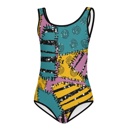 Patchwork Quilt All-Over Print Kids Swimsuit happiness is addictive#tag4##tag5##tag6#