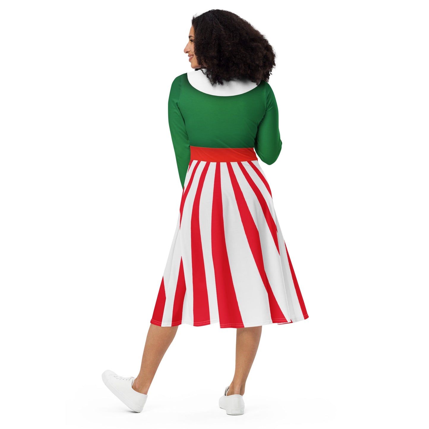 Peppermint Mouse long sleeve midi dress adult disneychristmas partySkater DressLittle Lady Shay Boutique