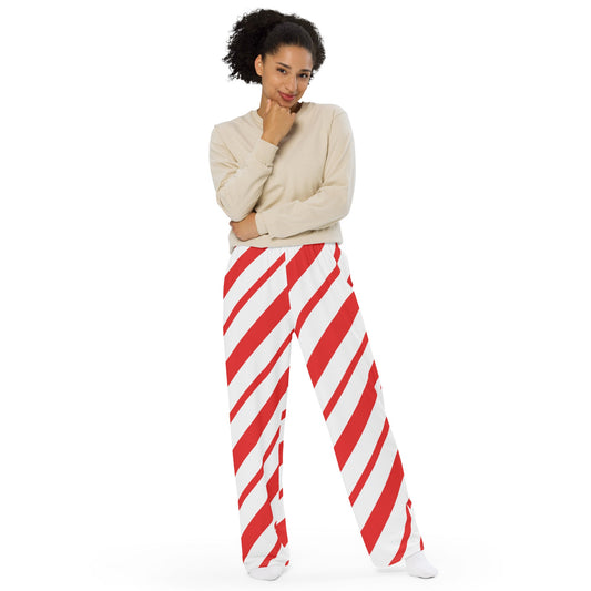 Peppermint Stick Holiday unisex wide-leg pants happiness is addictive#tag4##tag5##tag6#