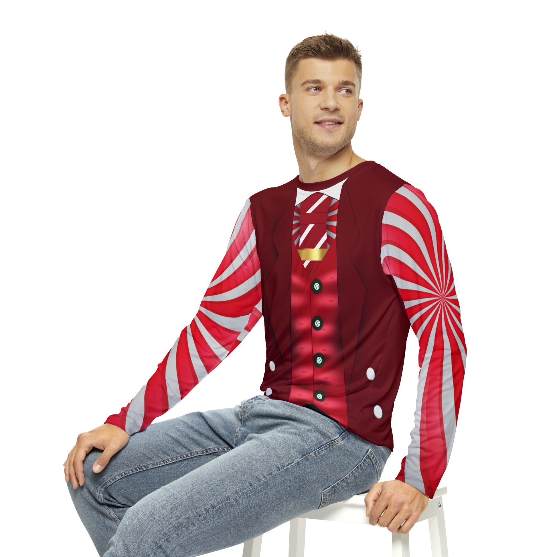 Peppermint Suit Unisex Long Sleeve Shirt All Over PrintAOPAOP Clothing#tag4##tag5##tag6#
