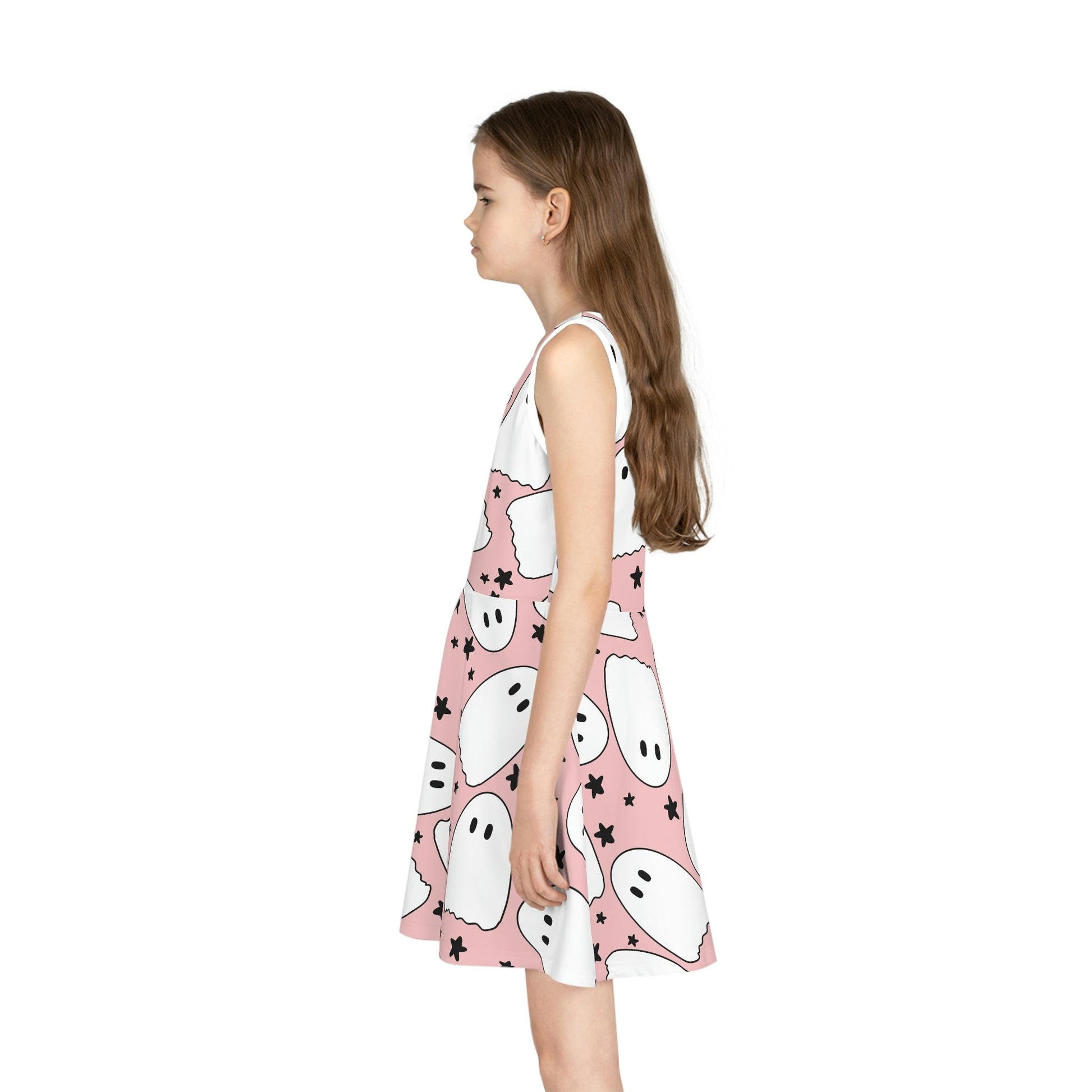 Pink Boos Halloween Girls' Sleeveless Sundress All Over PrintAOPAOP Clothing#tag4##tag5##tag6#