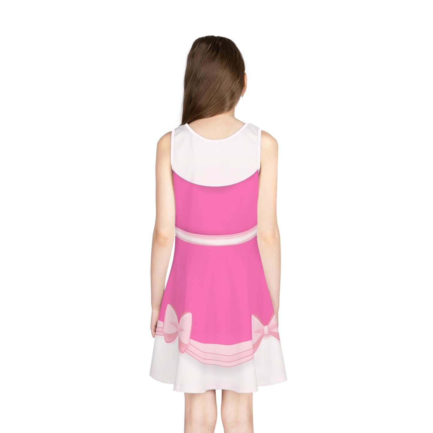 Pink Cindy Girls' Sleeveless Sundress All Over PrintAOPkids dressWrong Lever Clothing