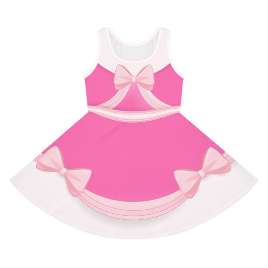 Pink Cindy Girls' Sleeveless Sundress All Over PrintAOPkids dressWrong Lever Clothing
