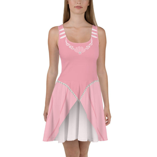 Pink Mermaid Princess Skater Dress ariel dressdisney adultSkater DressWrong Lever Clothing