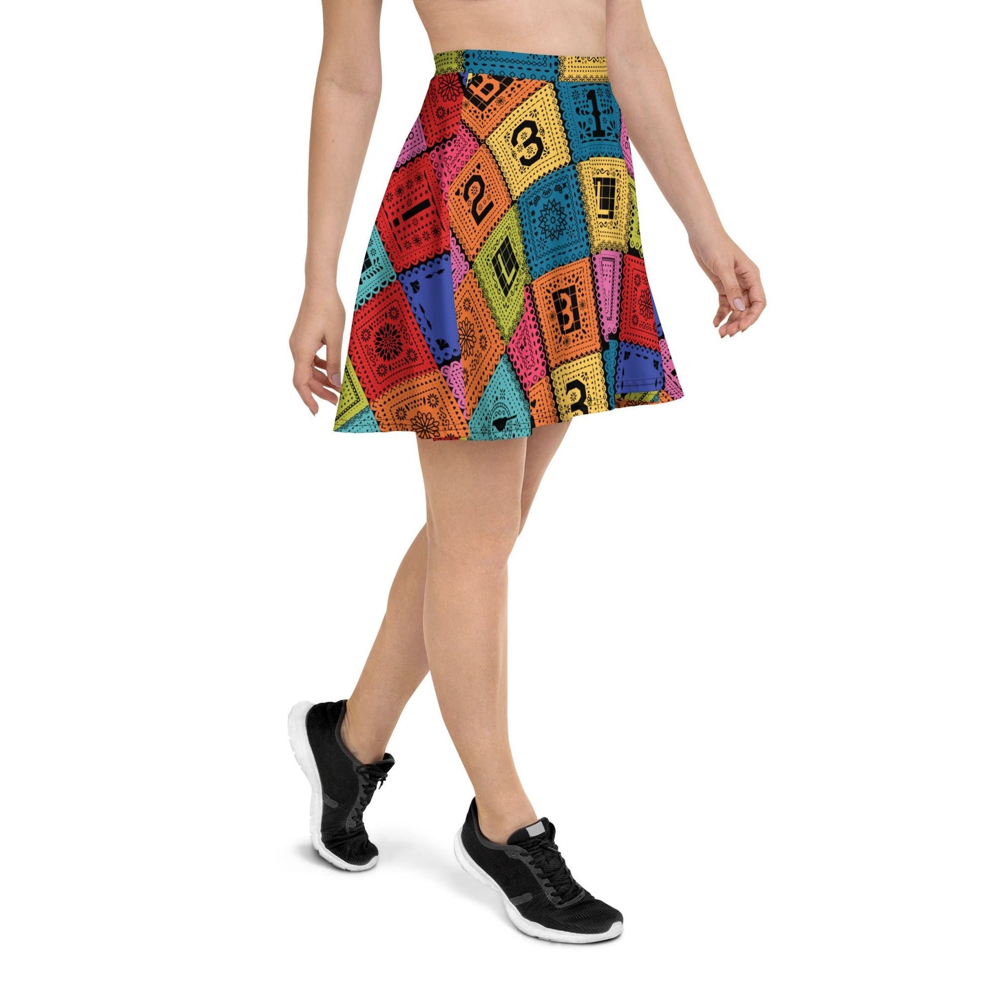 Poco Loco Papel Picado Skater Skirt- Bounding, Cosplay, Marathon Costume active shirtactive wearcalifornia adventure#tag4##tag5##tag6#