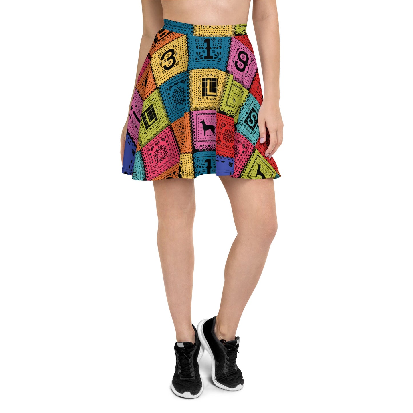 Poco Loco Papel Picado Skater Skirt- Bounding, Cosplay, Marathon Costume active shirtactive wearcalifornia adventure#tag4##tag5##tag6#