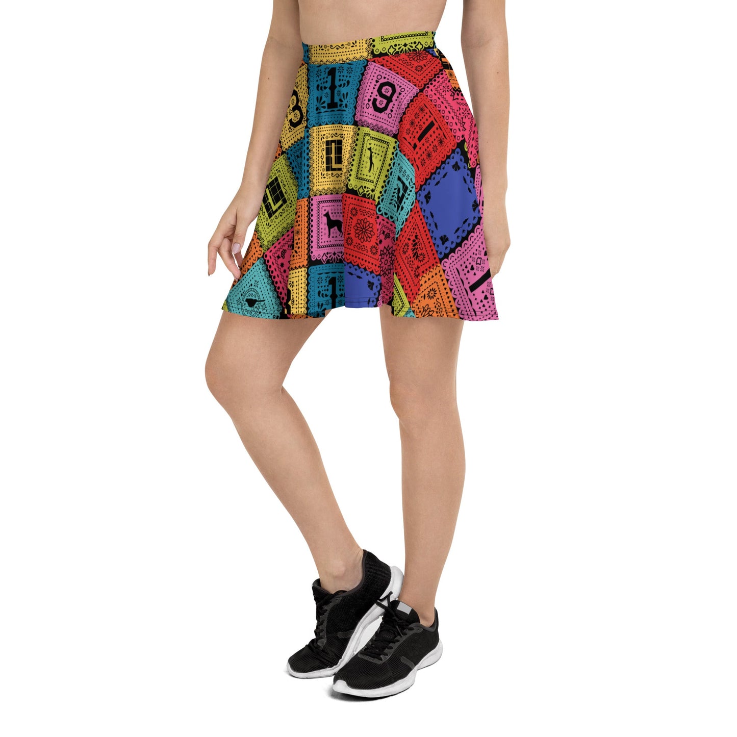 Poco Loco Papel Picado Skater Skirt- Bounding, Cosplay, Marathon Costume active shirtactive wearcalifornia adventure#tag4##tag5##tag6#