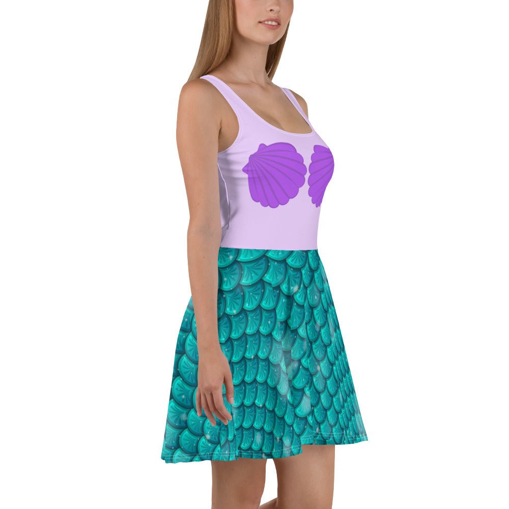 Purple Mermaid Skater Dress ariel dressdisney adultSkater DressWrong Lever Clothing