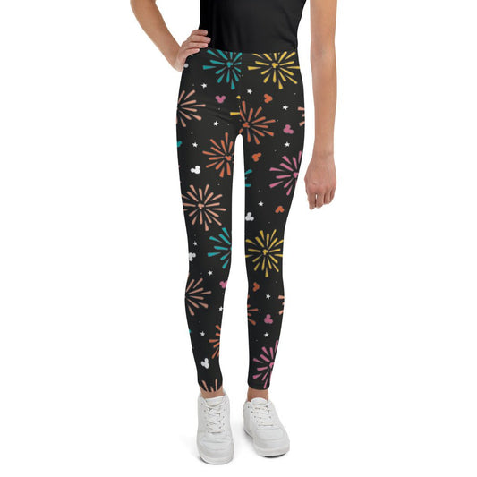 Rainbow Fireworks Mouse Youth Leggings athletic clothingdisney girlWrong Lever Clothing