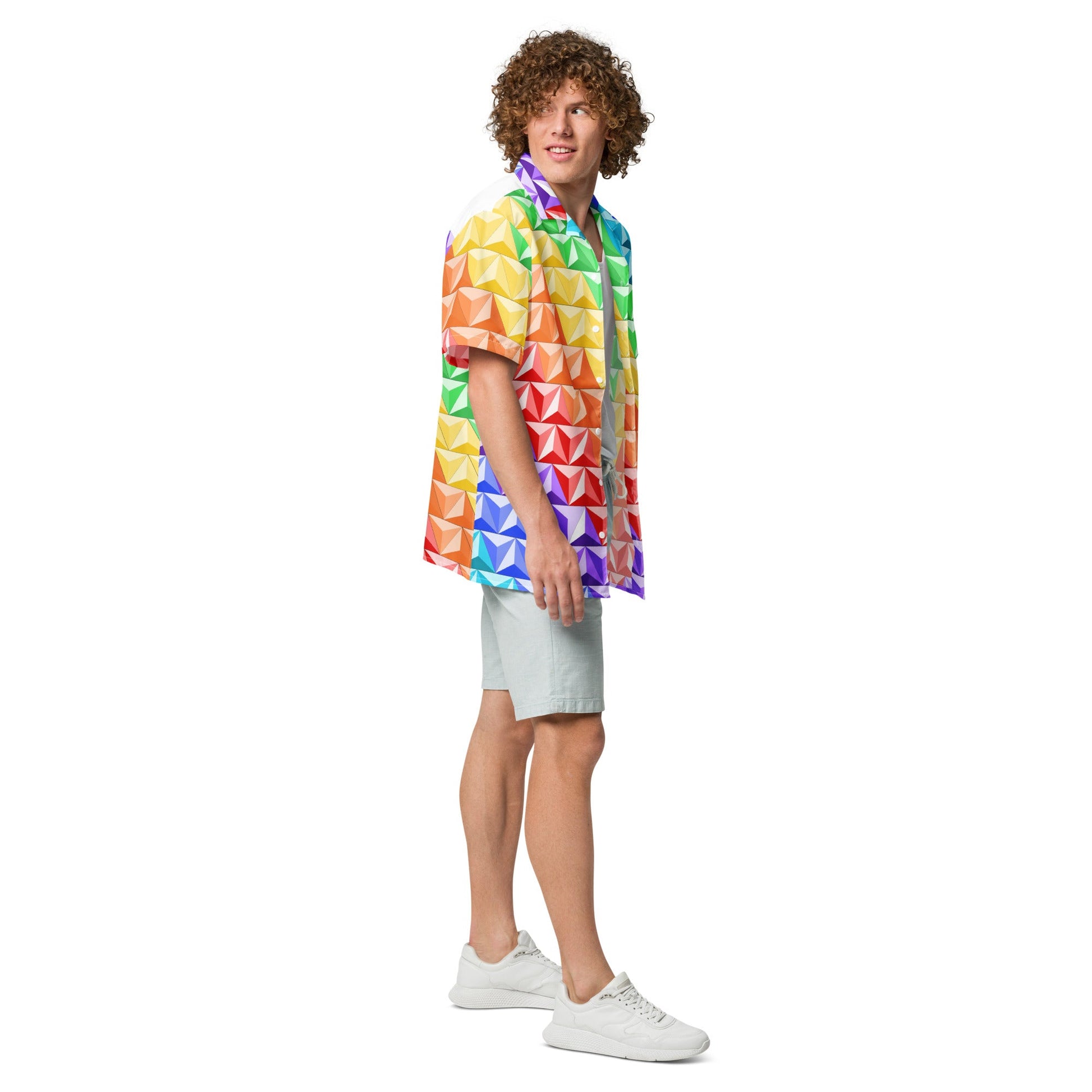 Rainbow World of Tomorrow Unisex button shirt active wearcalifornia adventureclothing#tag4##tag5##tag6#