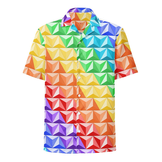 Rainbow World of Tomorrow Unisex button shirt active wearcalifornia adventureclothing#tag4##tag5##tag6#