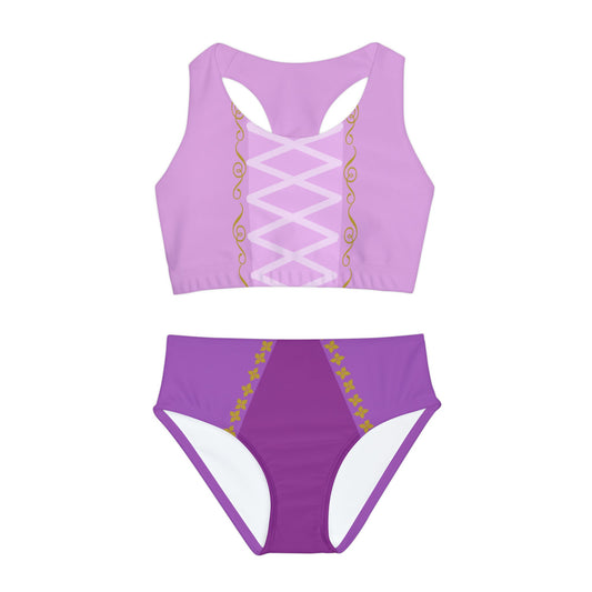 Rapunzel Girls Two Piece Swimsuit All Over PrintAOPAll Over PrintsWrong Lever Clothing