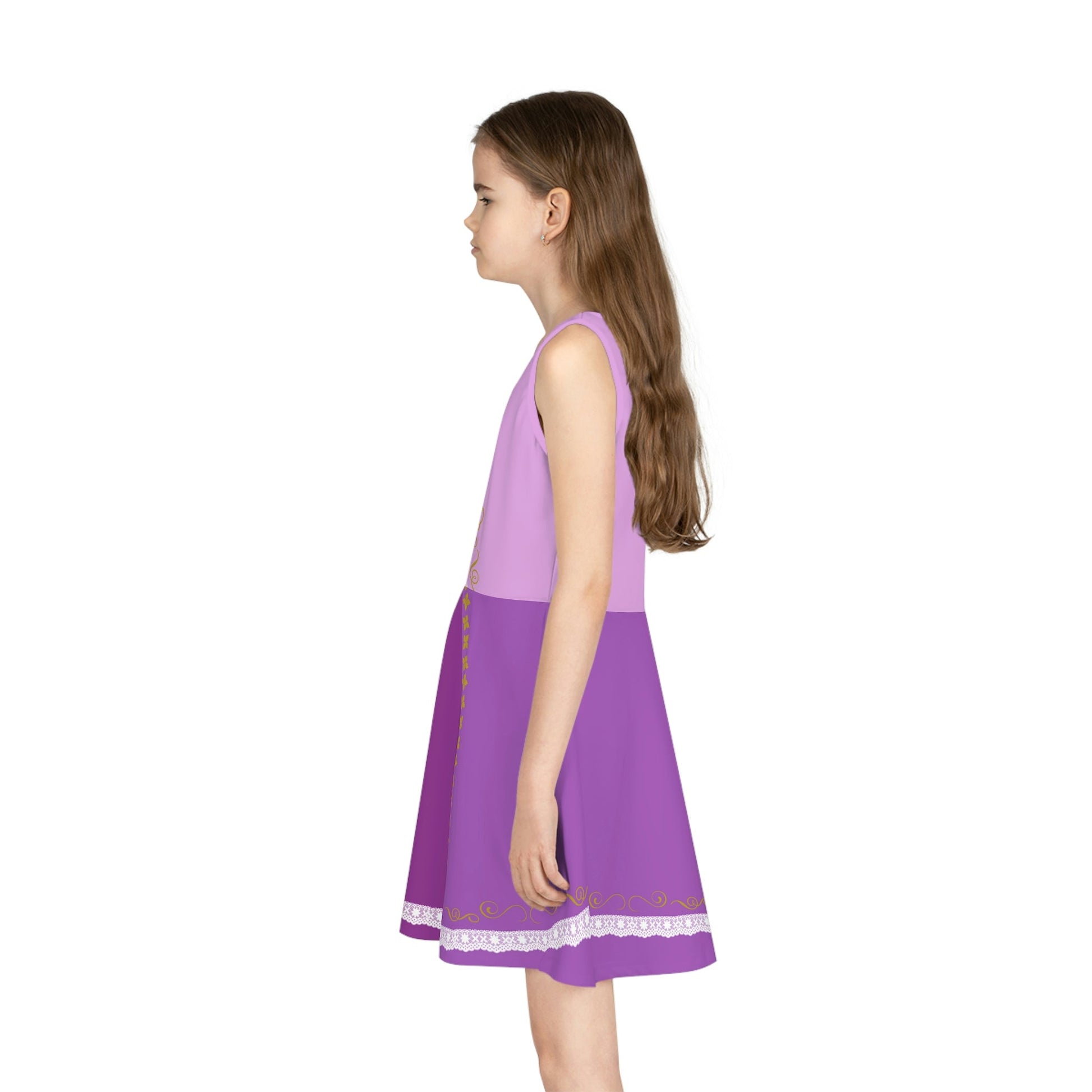 Rapunzel Inspired Girls' Sleeveless Sundress (AOP) All Over PrintAOPAOP Clothing#tag4##tag5##tag6#