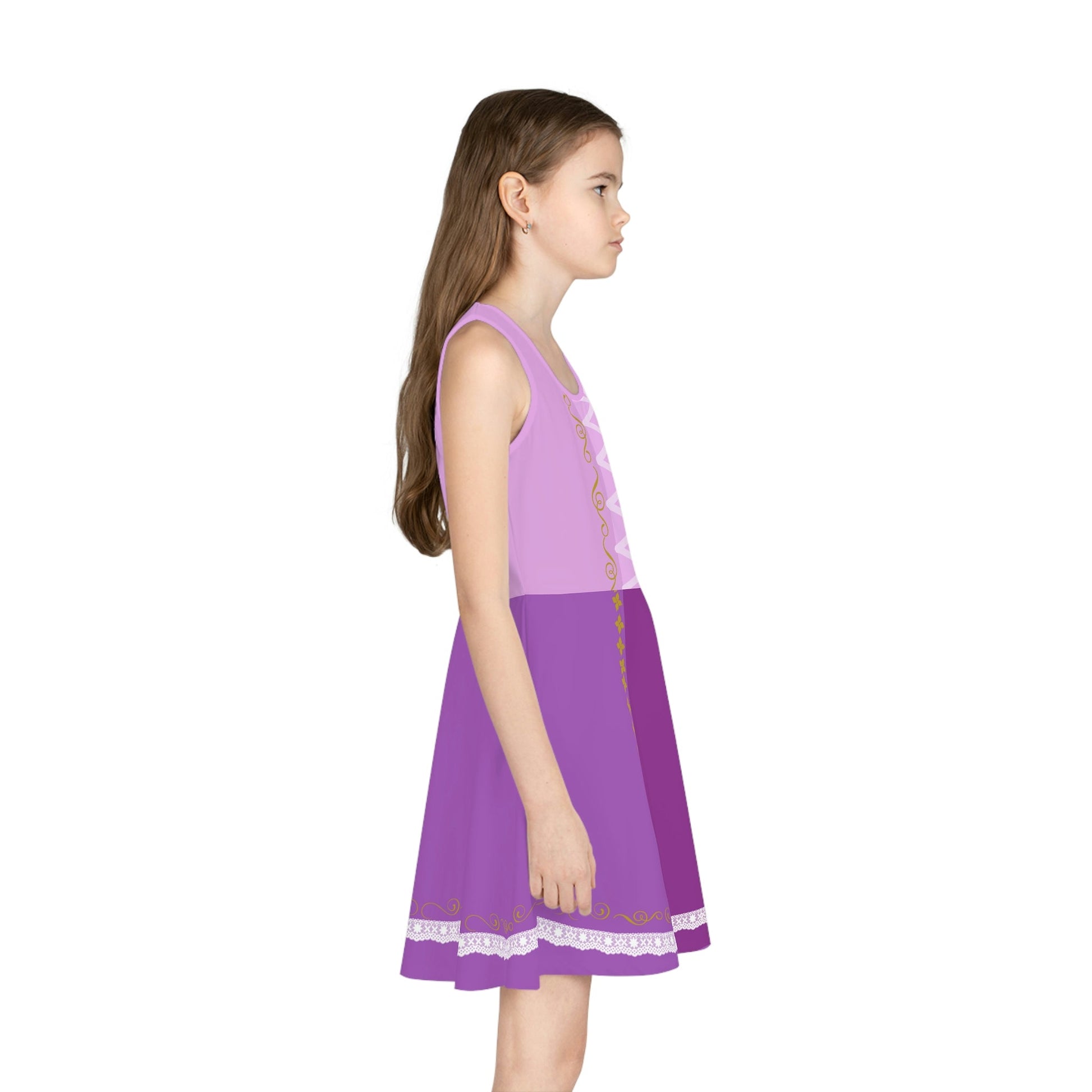 Rapunzel Inspired Girls' Sleeveless Sundress (AOP) All Over PrintAOPAOP Clothing#tag4##tag5##tag6#