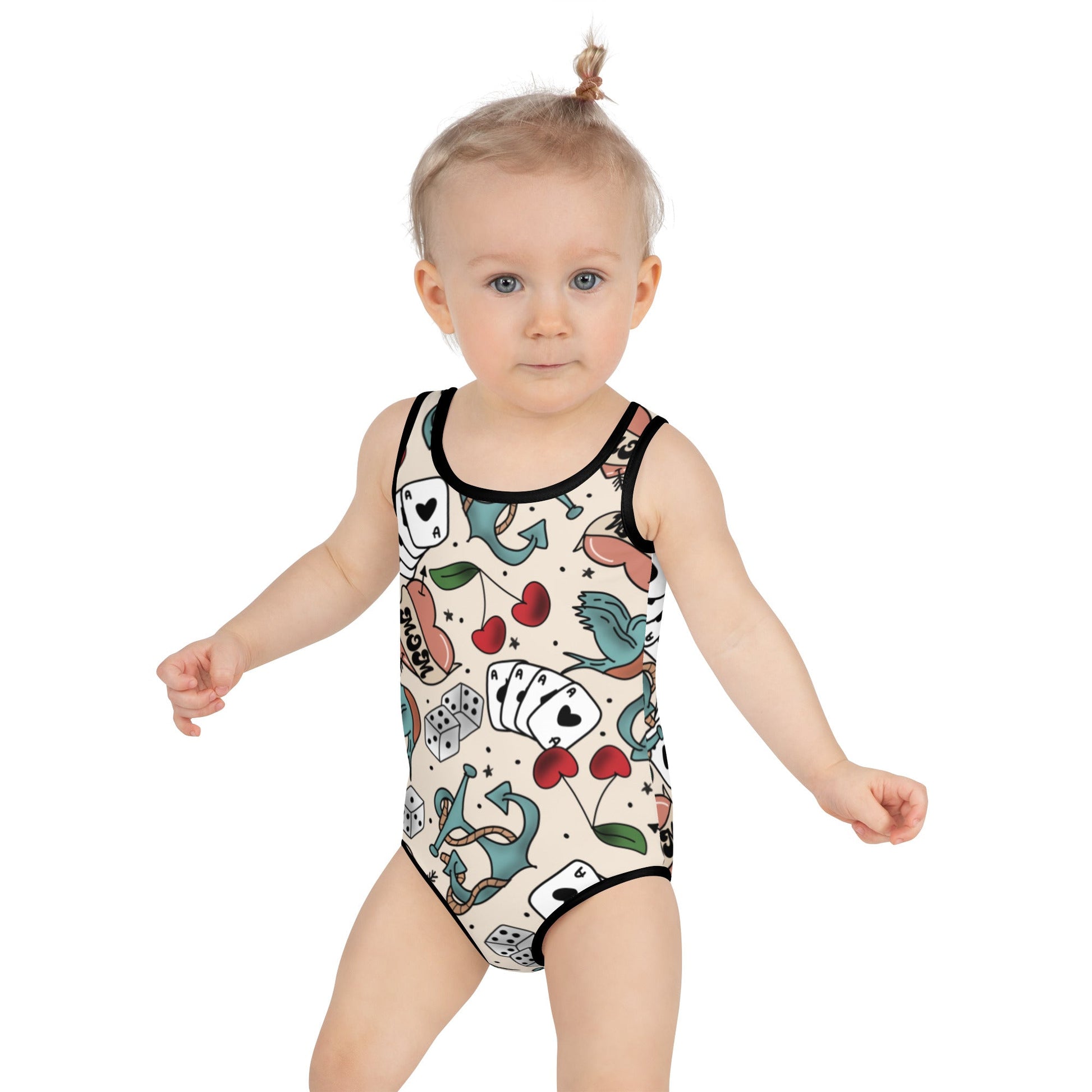 Rockabilly All-Over Print Kids Swimsuit happiness is addictive#tag4##tag5##tag6#
