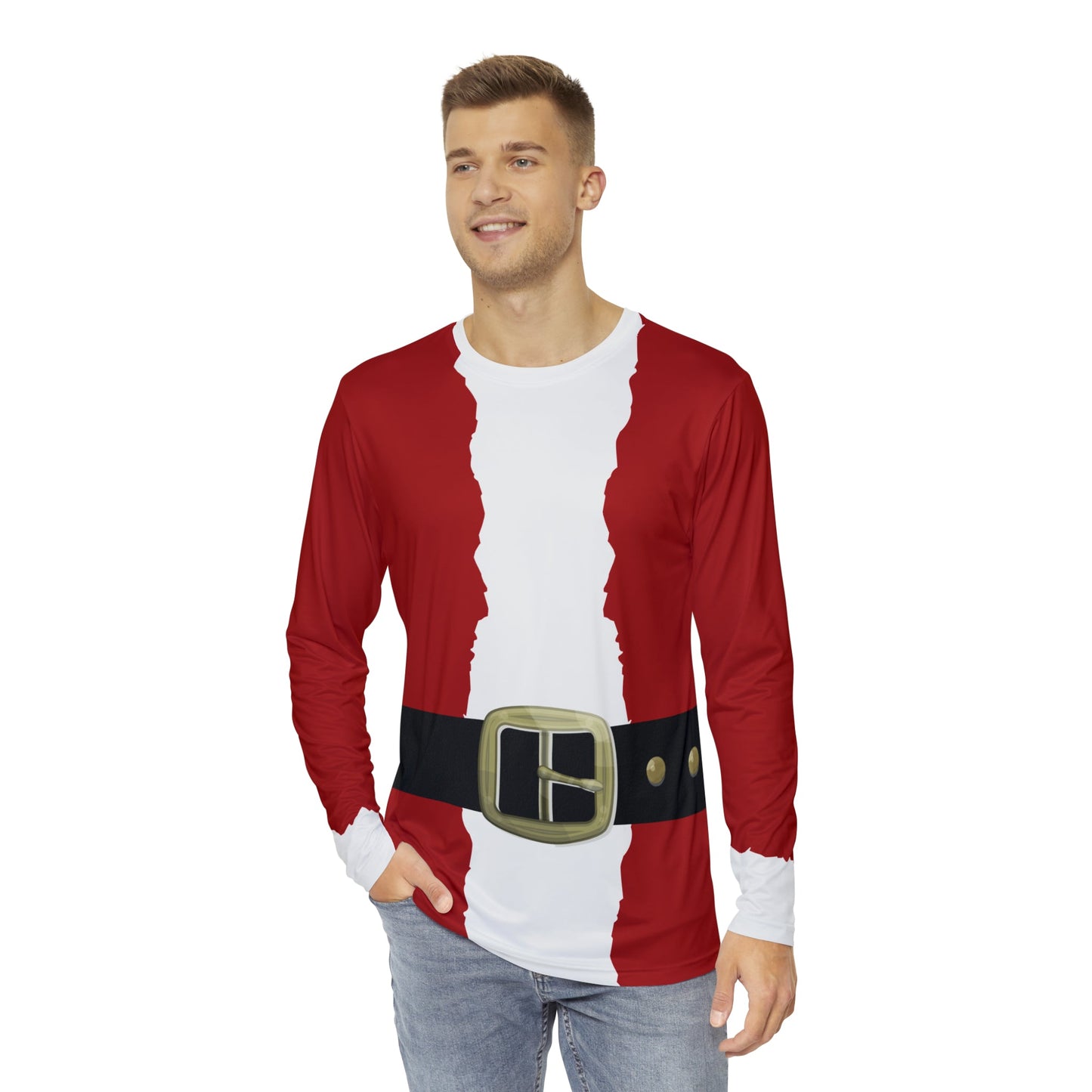 Santa is Coming to Town Men's Long Sleeve Shirt adult christmas dressadult christmas topadult holiday#tag4##tag5##tag6#