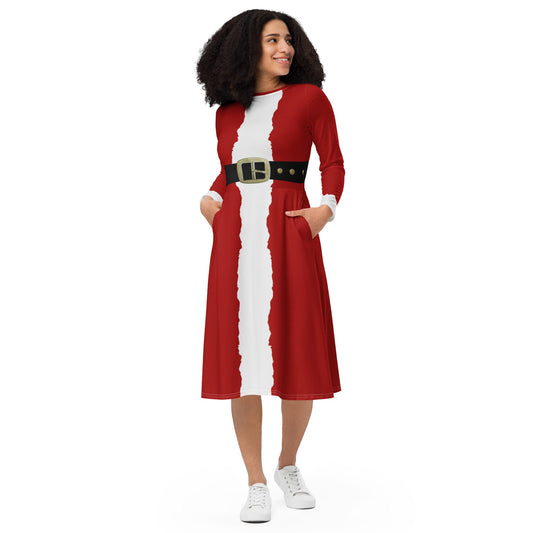Santa Style long sleeve midi dress happiness is addictive#tag4##tag5##tag6#