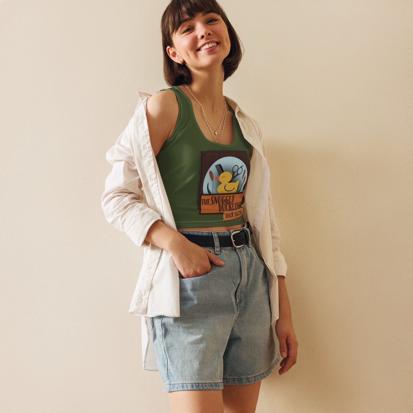 Snuggly Duckling Salon Crop Top adult crop topadult tangledWrong Lever Clothing