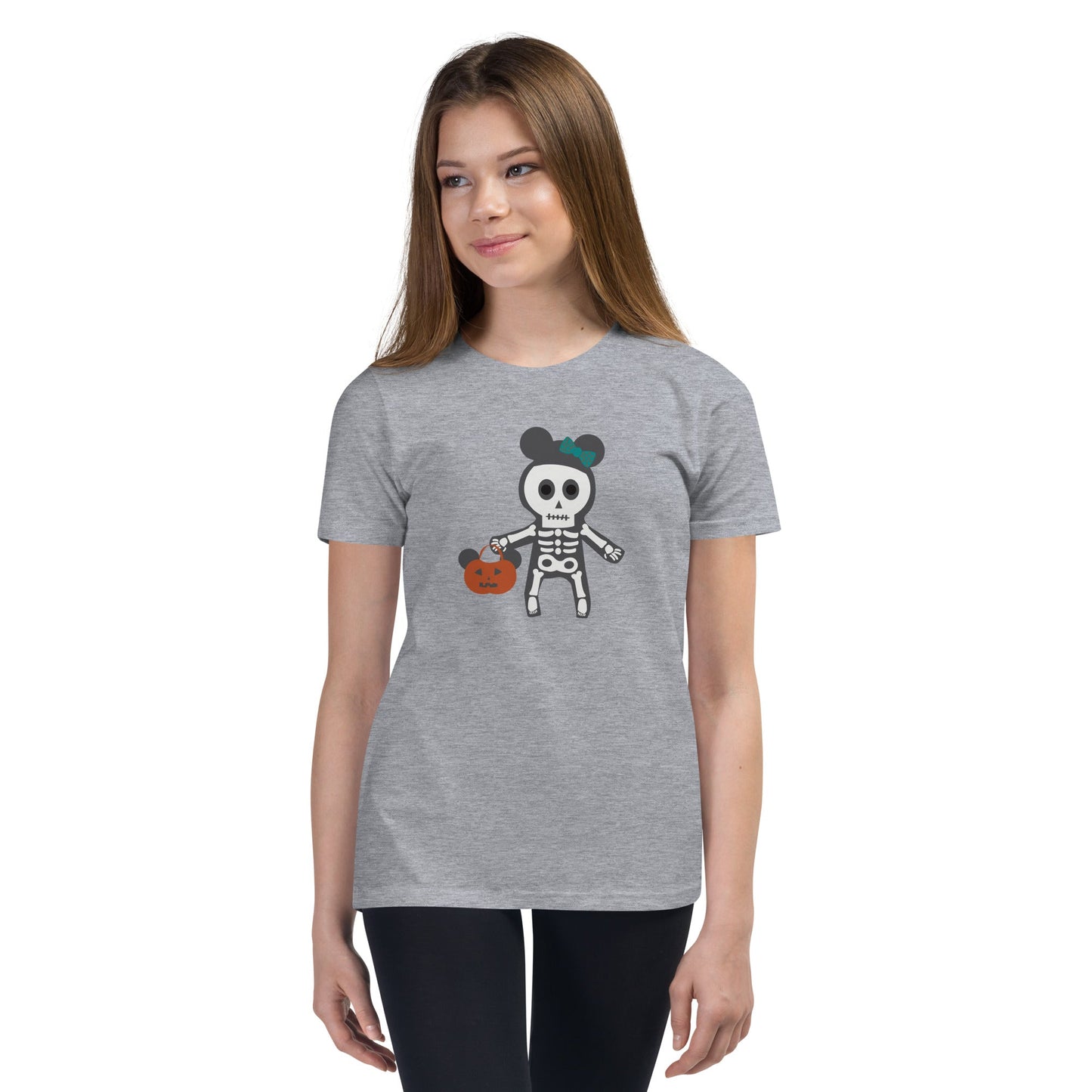 Spooky Silly Skeleton Youth Short Sleeve T-Shirt cosplaydisney halloweendisney halloween top#tag4##tag5##tag6#