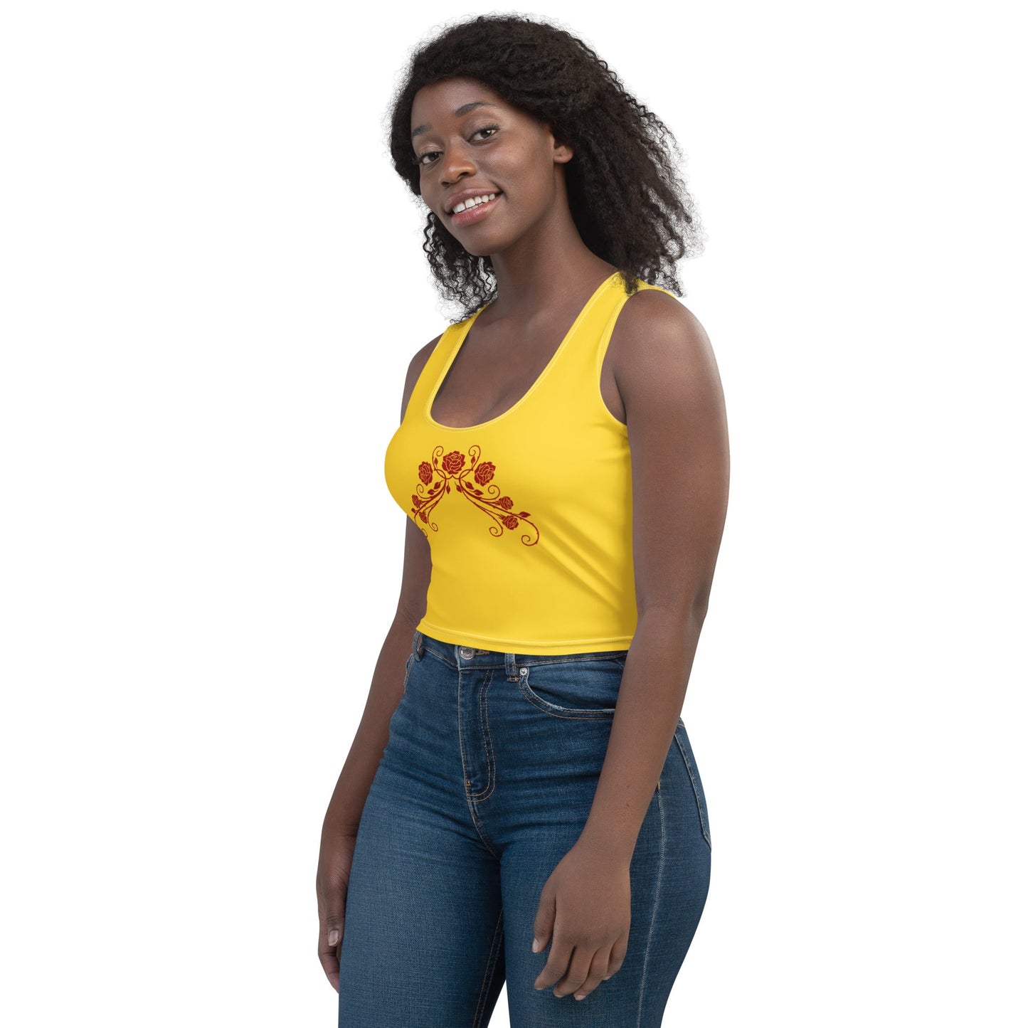 The Belle Inspired Rose Crop Top 90s movieadult disney princessAdult T-ShirtWrong Lever Clothing