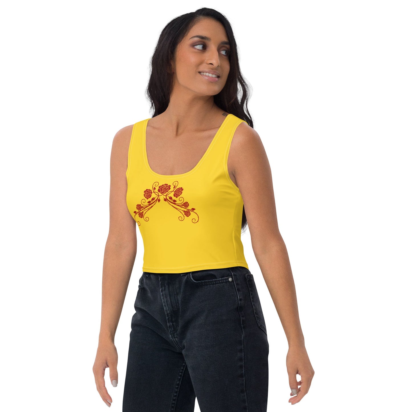 The Belle Inspired Rose Crop Top 90s movieadult disney princessAdult T-ShirtWrong Lever Clothing