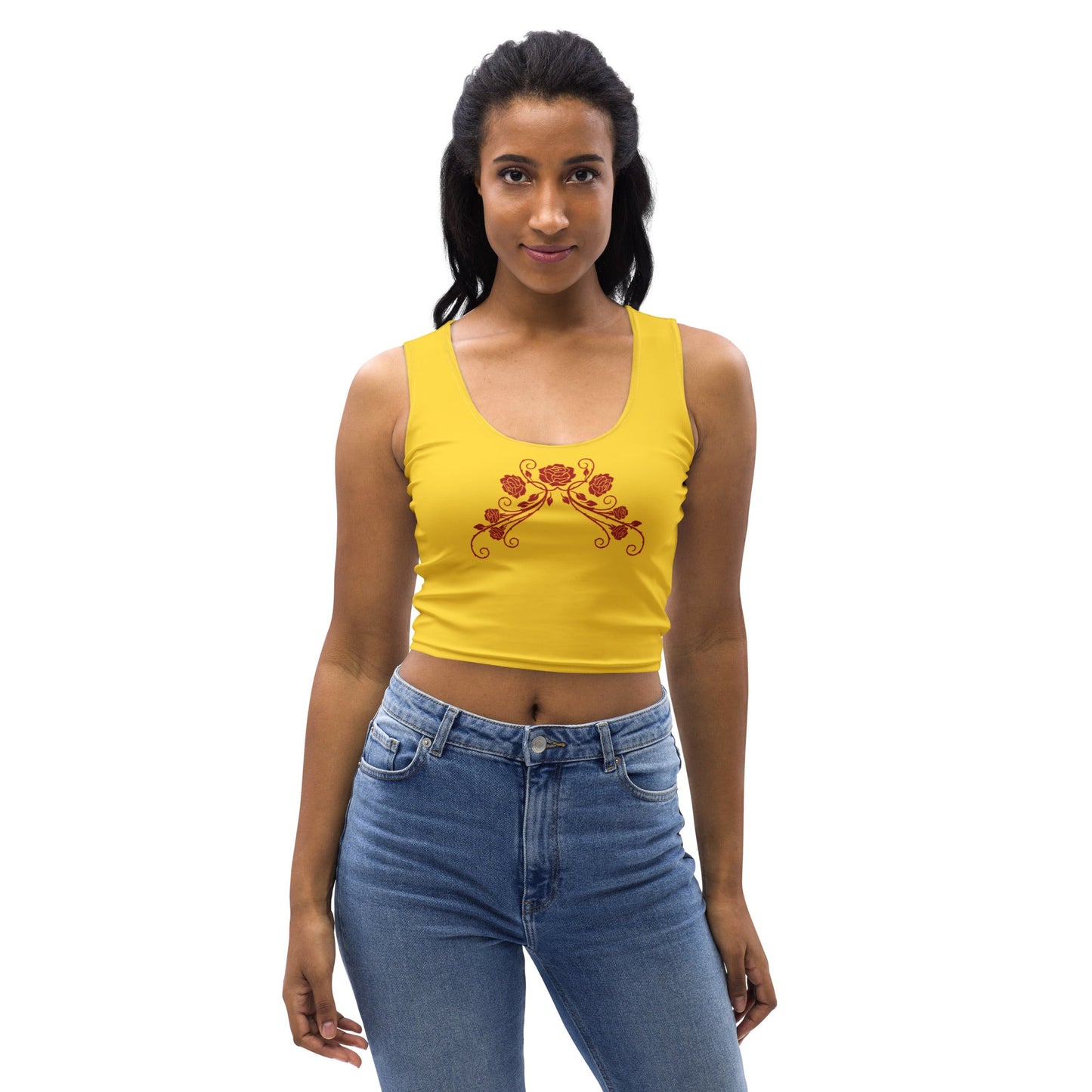 The Belle Inspired Rose Crop Top 90s movieadult disney princessAdult T-ShirtWrong Lever Clothing