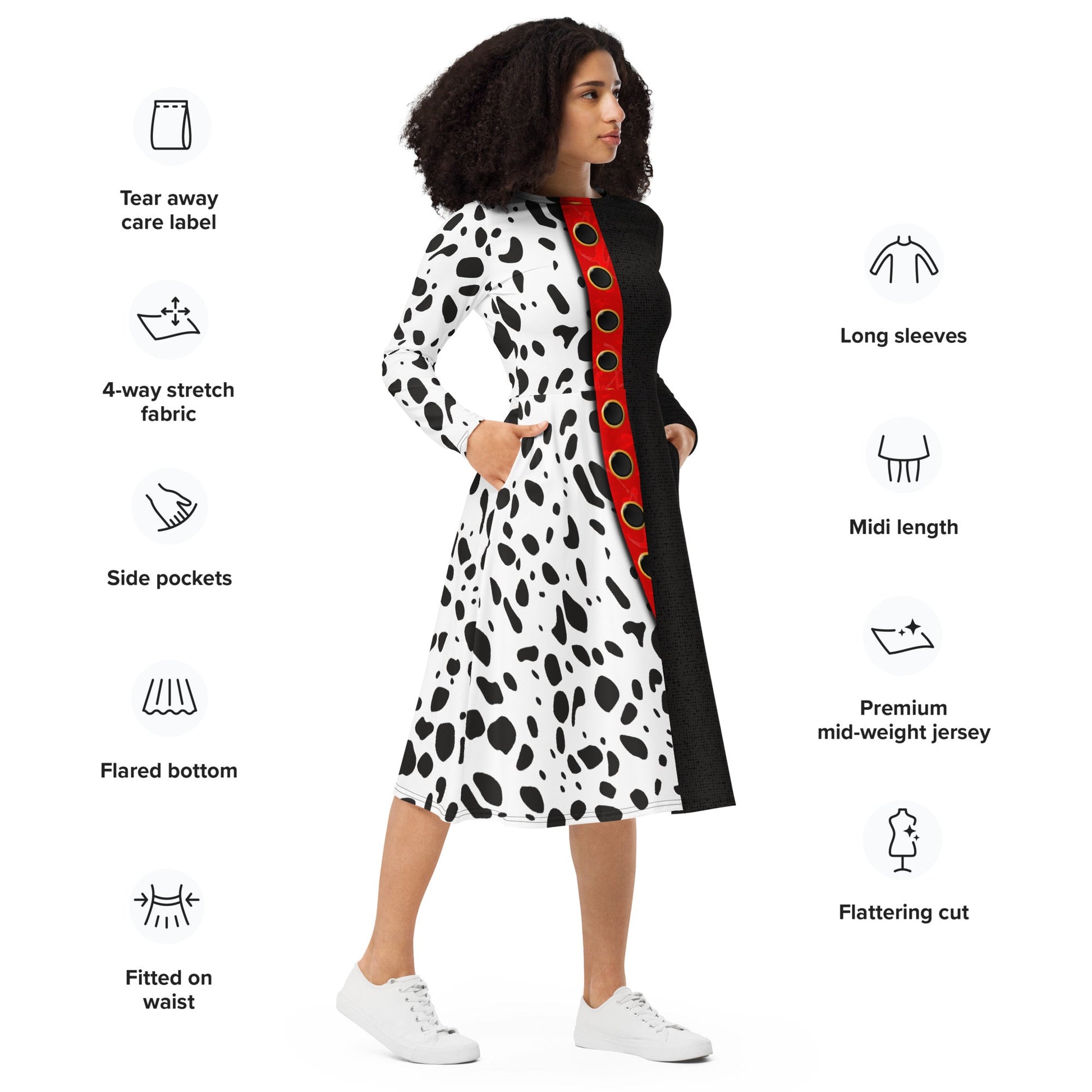 The Cruella long sleeve midi dress 101 dalmationsactive wearcruella devil#tag4##tag5##tag6#