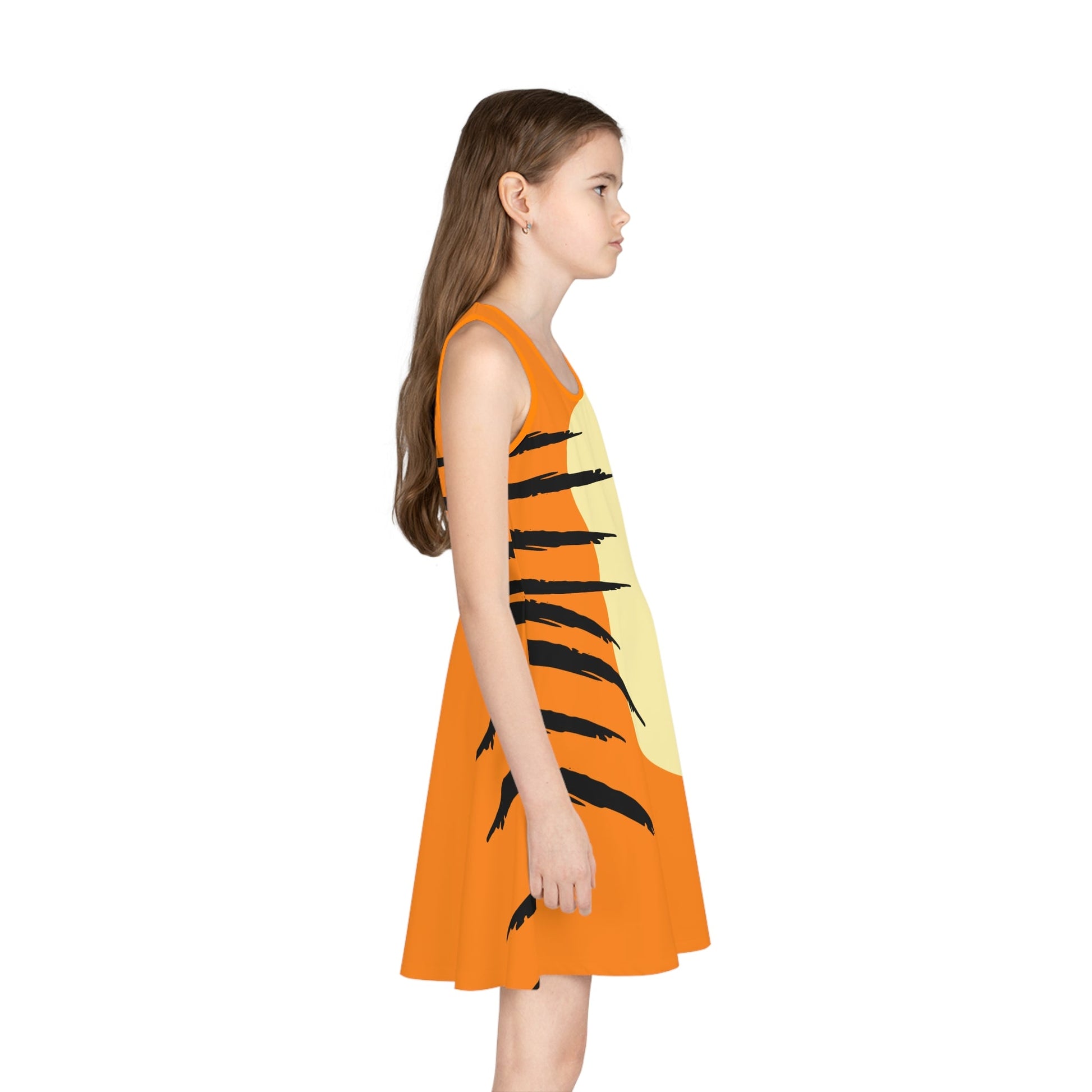 The friendly Tigger Girls' Sleeveless Sundress 100 acre woodAll Over PrintAOP#tag4##tag5##tag6#