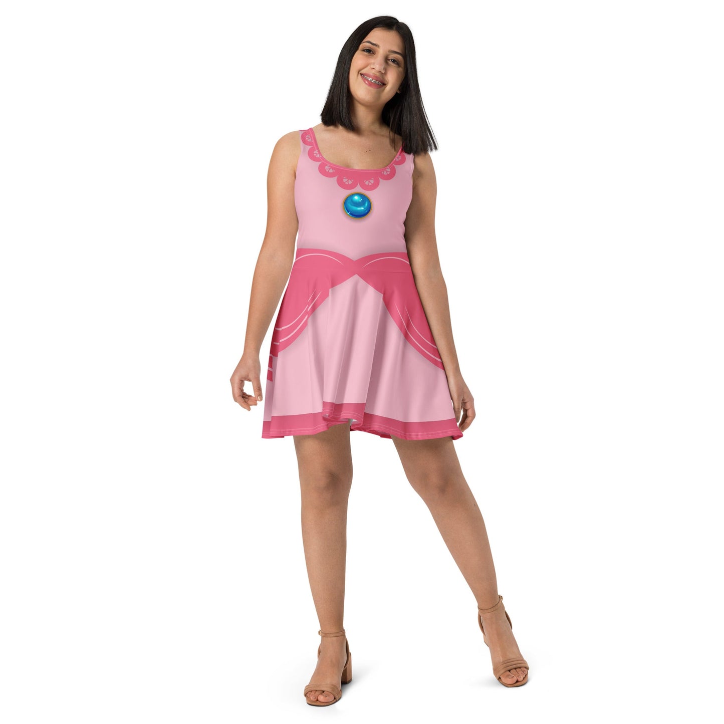 The Peach Skater Dress adult princess peachboundingWrong Lever Clothing