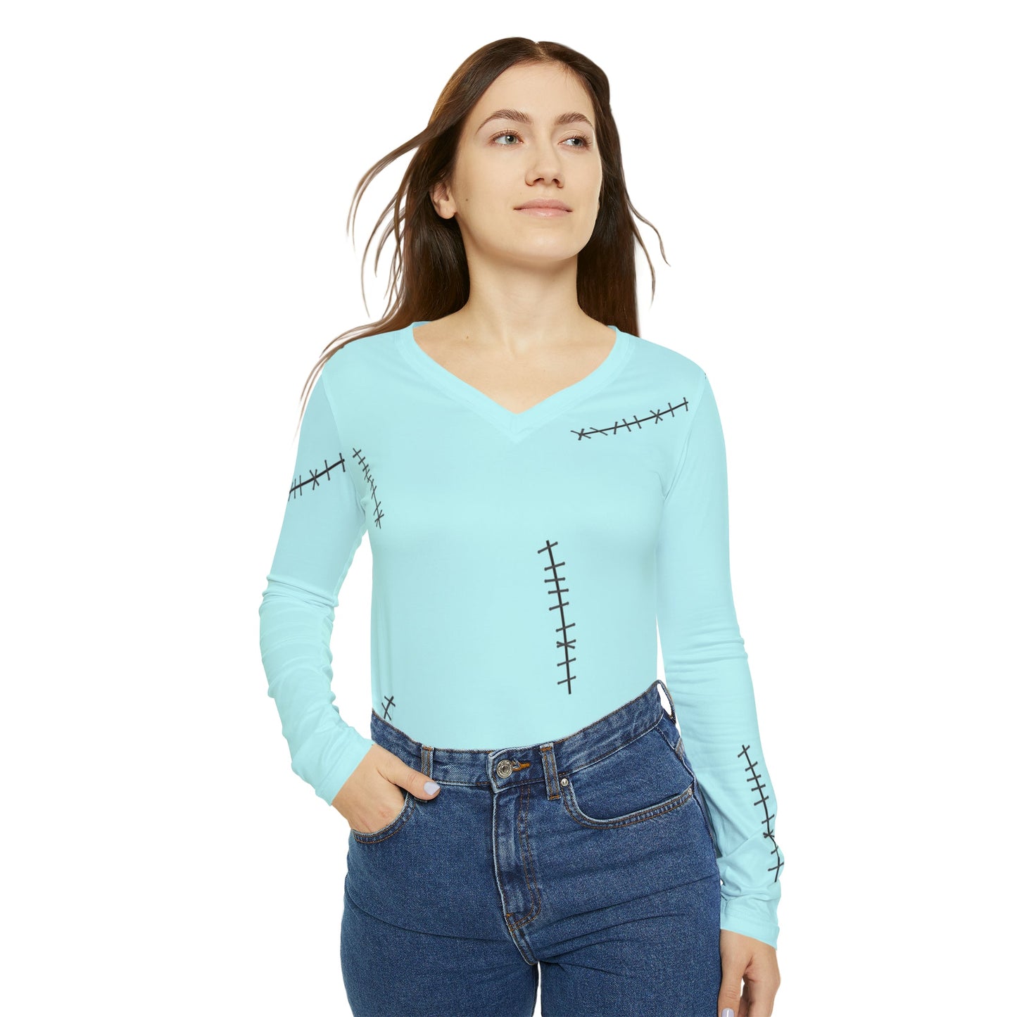 The Sally Women's Long Sleeve V-neck Shirt All Over PrintAOPAdult T-ShirtLittle Lady Shay Boutique