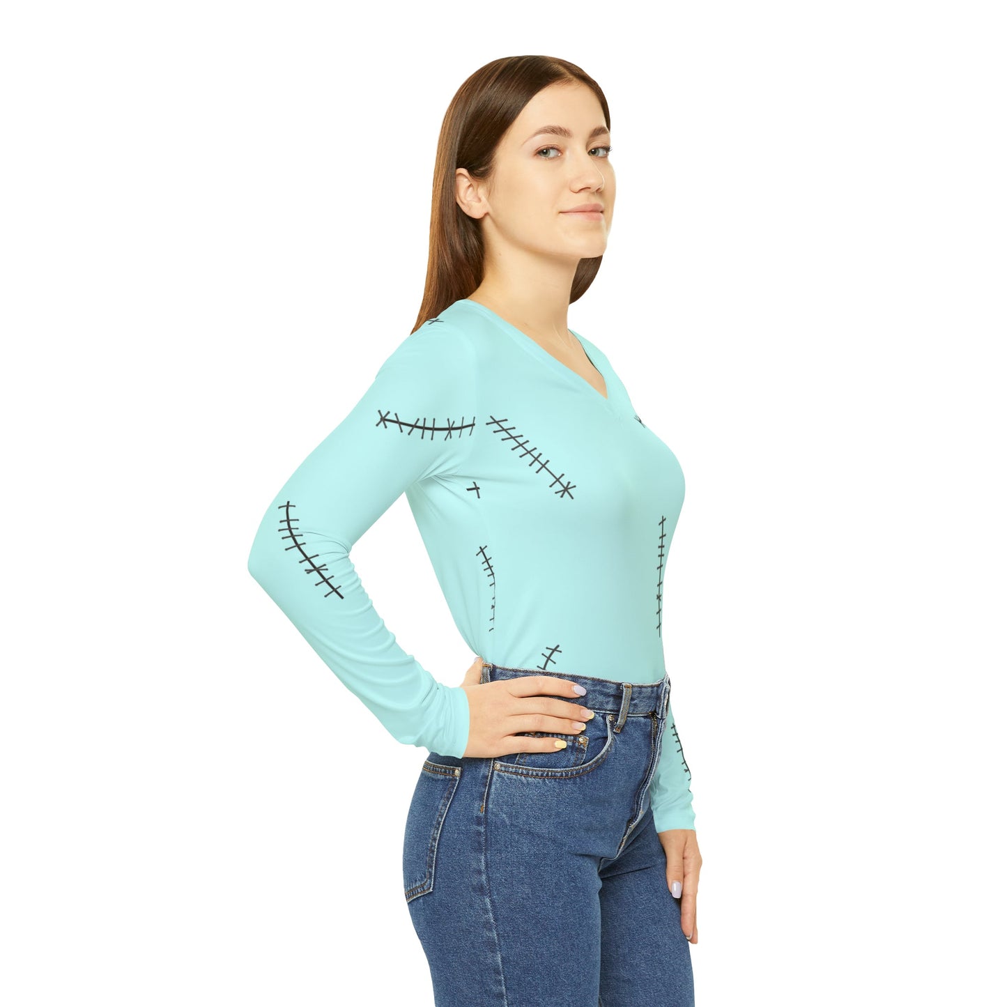 The Sally Women's Long Sleeve V-neck Shirt All Over PrintAOPAdult T-ShirtLittle Lady Shay Boutique