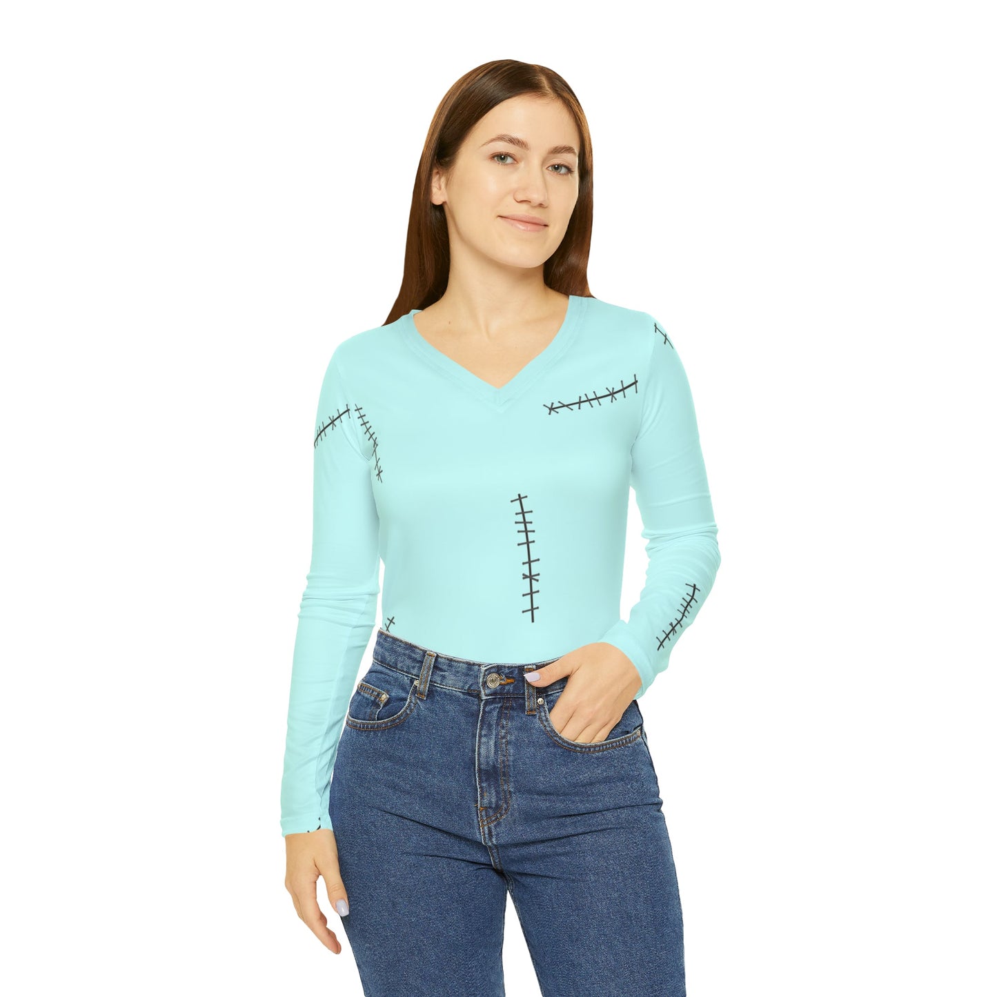 The Sally Women's Long Sleeve V-neck Shirt All Over PrintAOPAdult T-ShirtLittle Lady Shay Boutique