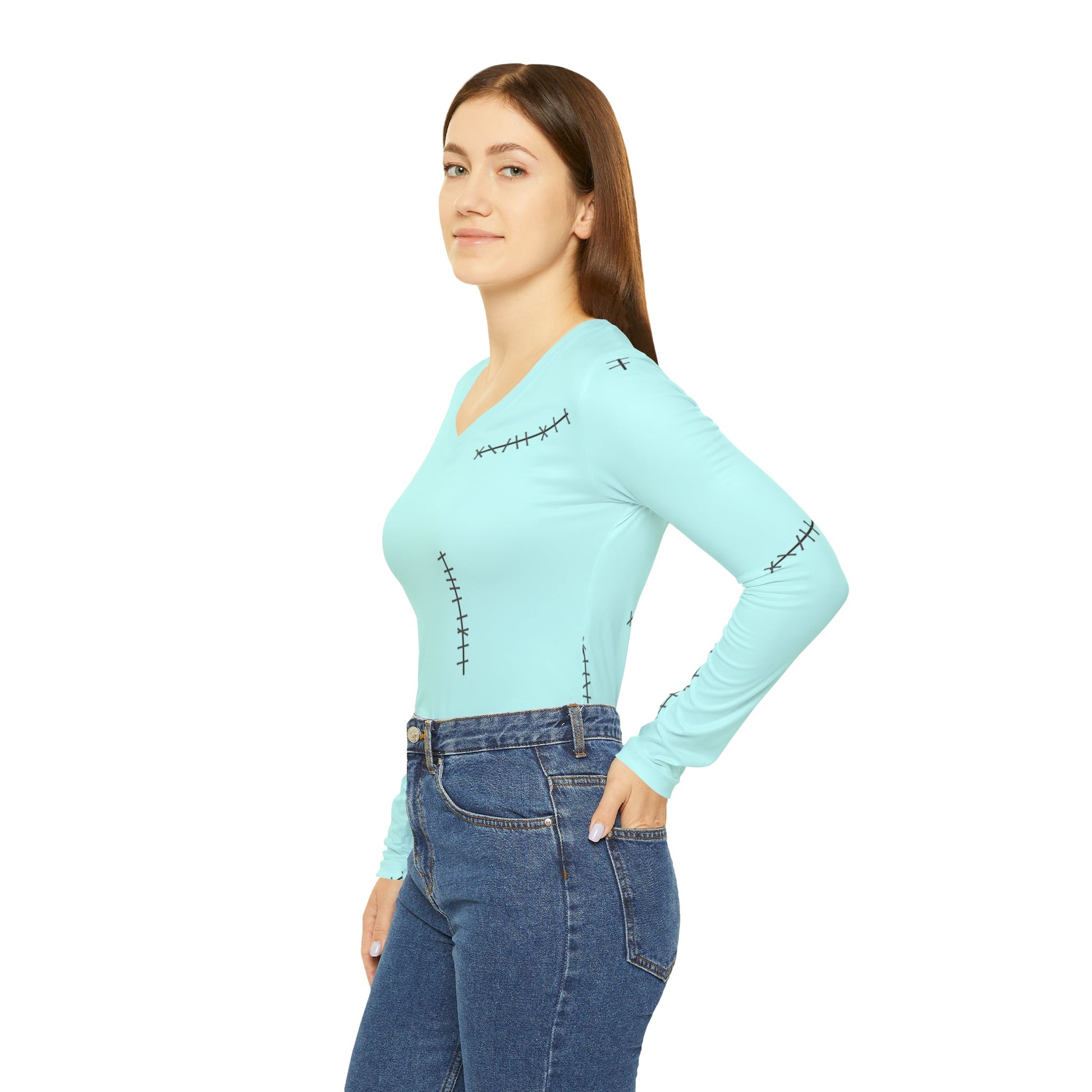 The Sally Women's Long Sleeve V-neck Shirt All Over PrintAOPAdult T-ShirtLittle Lady Shay Boutique