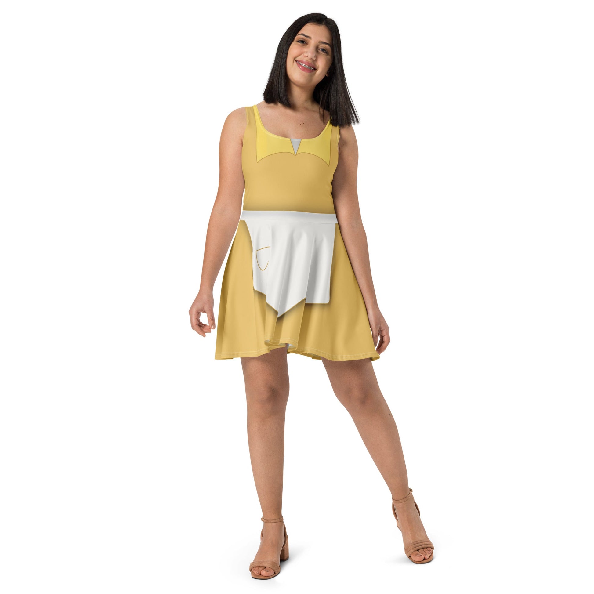 Tiana Yellow Skater Dress cosplaydisney adultSkater DressWrong Lever Clothing