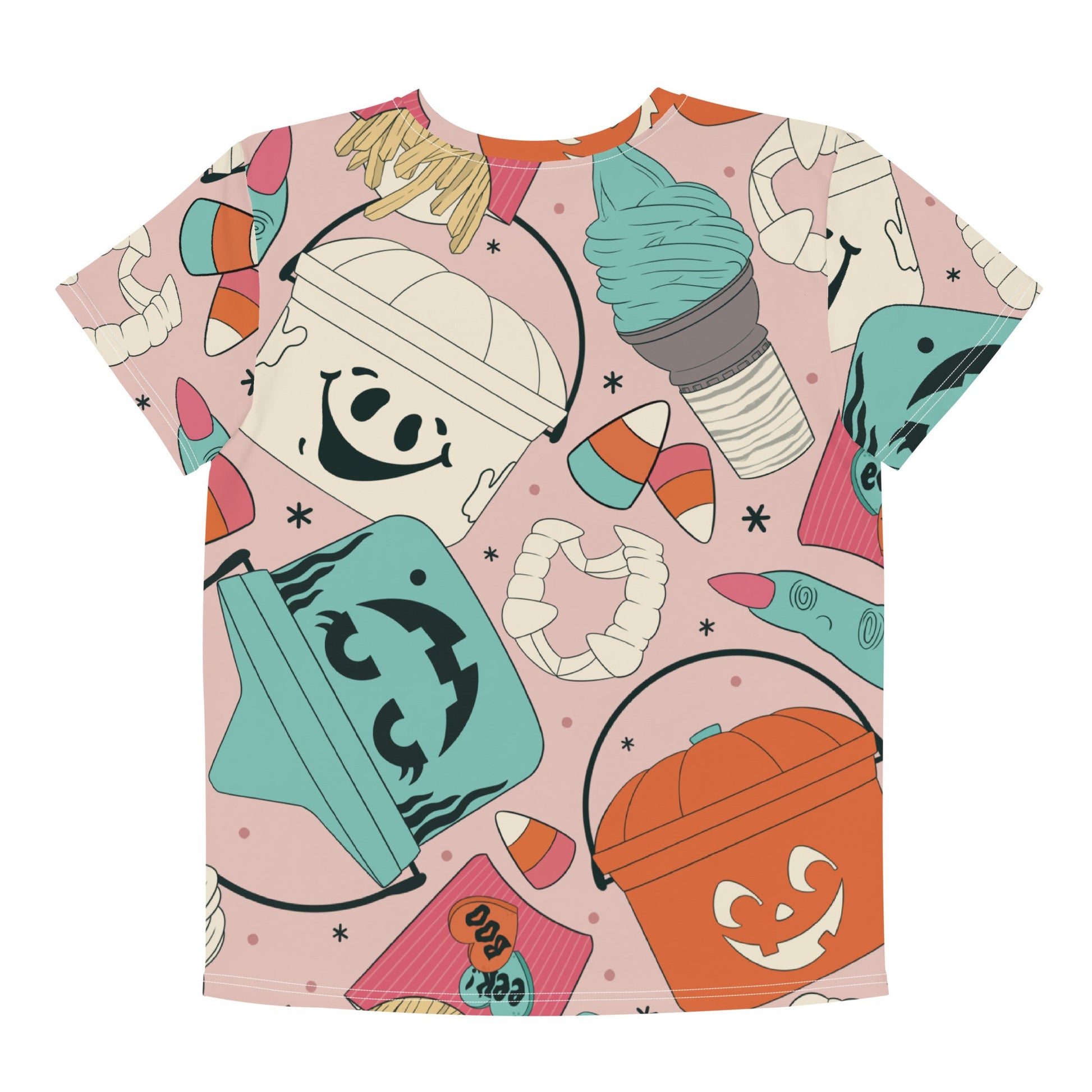 Vintage Halloween Buckets - Pink - Youth crew neck t-shirt activeweardisney boundingWrong Lever Clothing