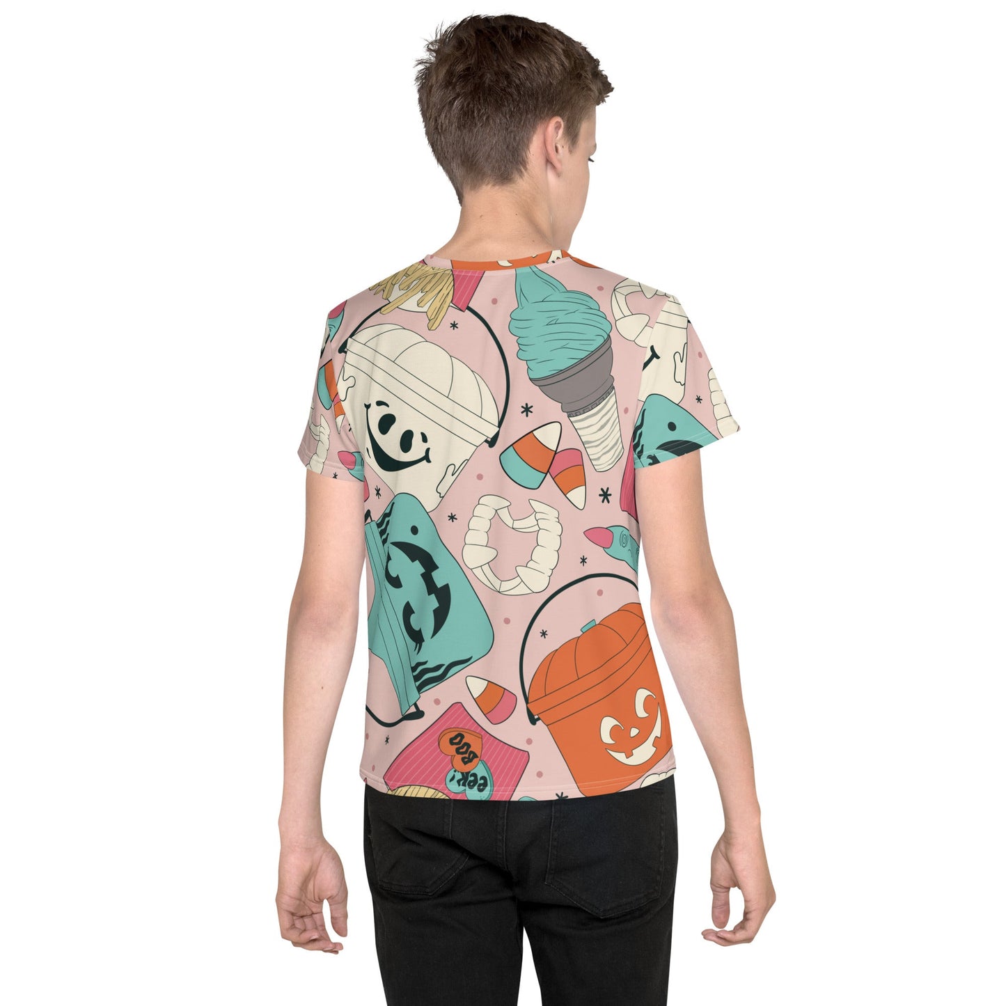 Vintage Halloween Buckets - Pink - Youth crew neck t-shirt activeweardisney boundingWrong Lever Clothing