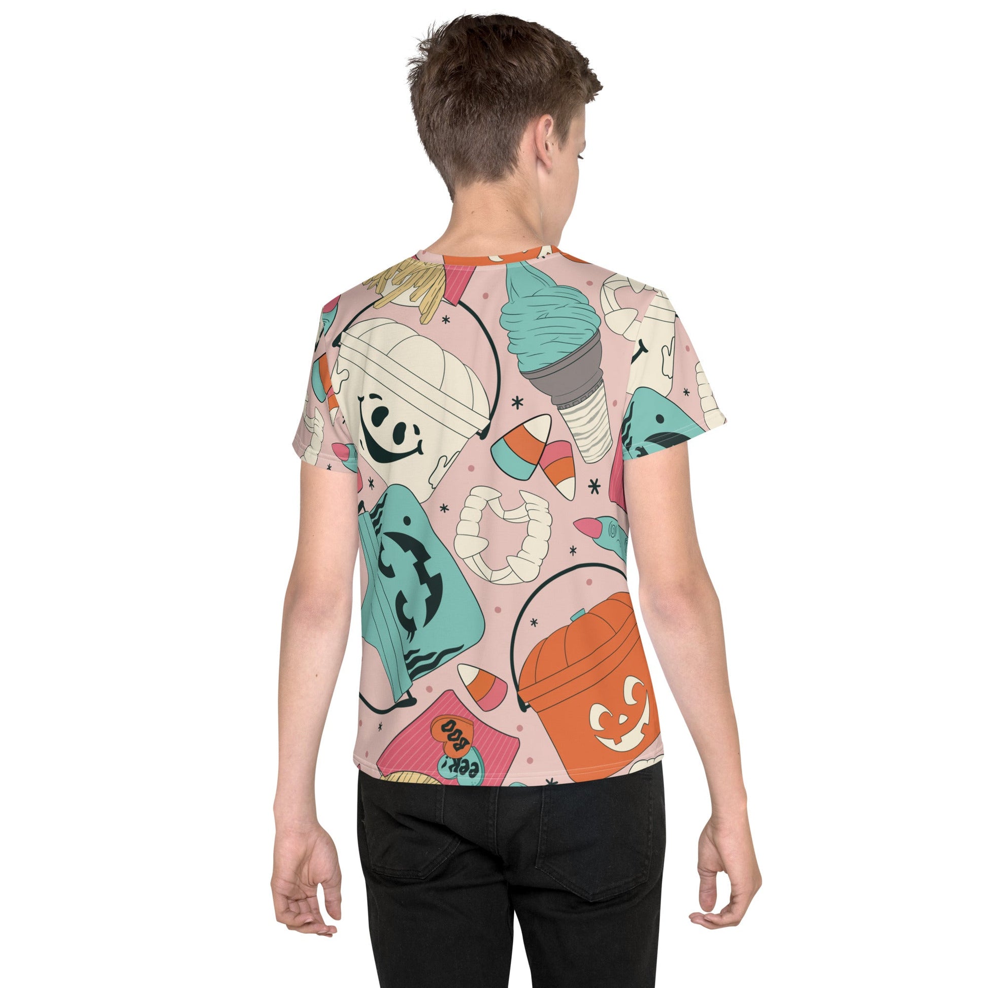 Vintage Halloween Buckets - Pink - Youth crew neck t-shirt activeweardisney boundingWrong Lever Clothing