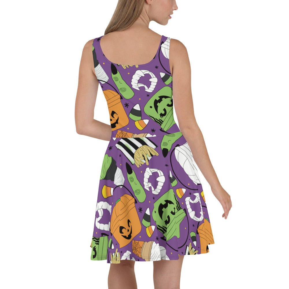 Vintage Halloween Buckets- Purple- Skater Dress activeweardisney boundingWrong Lever Clothing