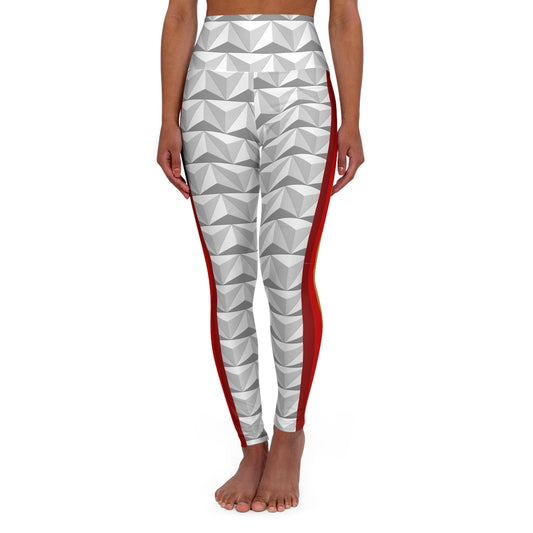 Vintage Spaceship Stripes High Waisted Yoga Leggings- Running Costume, Cosplay active wearActivewearAll Over PrintsLittle Lady Shay Boutique